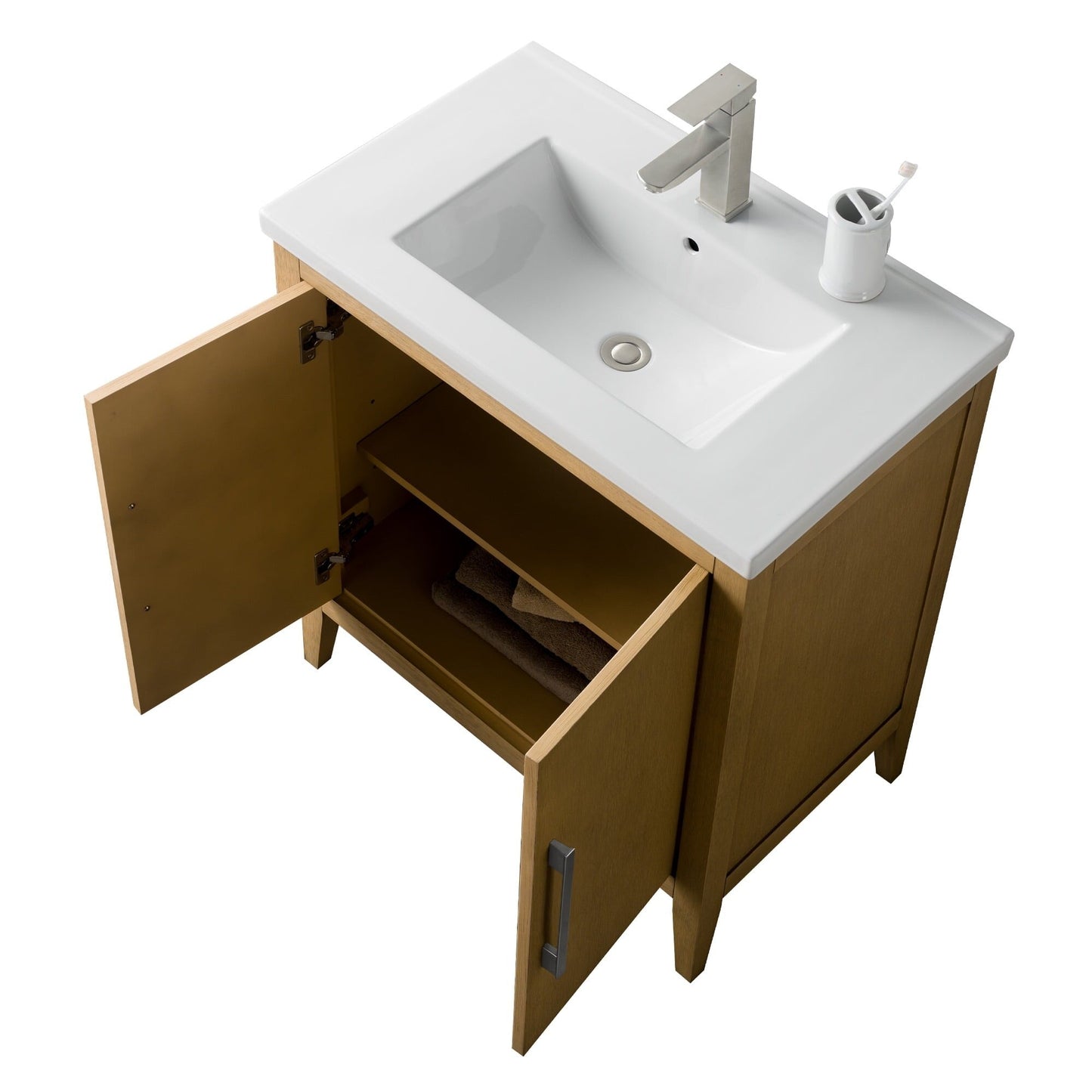 Vanity Art 20 oder 24 oder 30 Badezimmer-Waschtisch mit Einzelwaschbecken und Keramikplatte