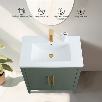 Vanity Art 20 oder 24 oder 30 Badezimmer-Waschtisch mit Einzelwaschbecken und Keramikplatte