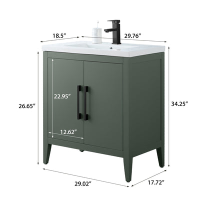Vanity Art 20 oder 24 oder 30 Badezimmer-Waschtisch mit Einzelwaschbecken und Keramikplatte