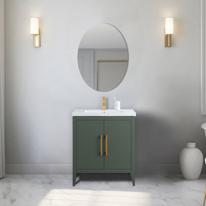 Vanity Art 20 oder 24 oder 30 Badezimmer-Waschtisch mit Einzelwaschbecken und Keramikplatte