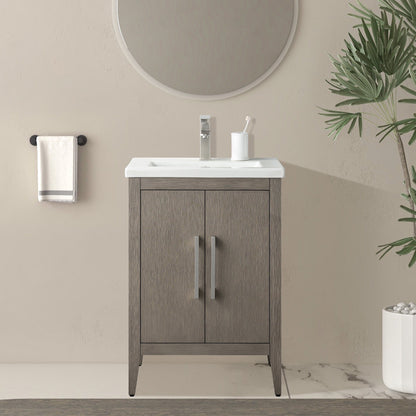 Vanity Art 20 oder 24 oder 30 Badezimmer-Waschtisch mit Einzelwaschbecken und Keramikplatte