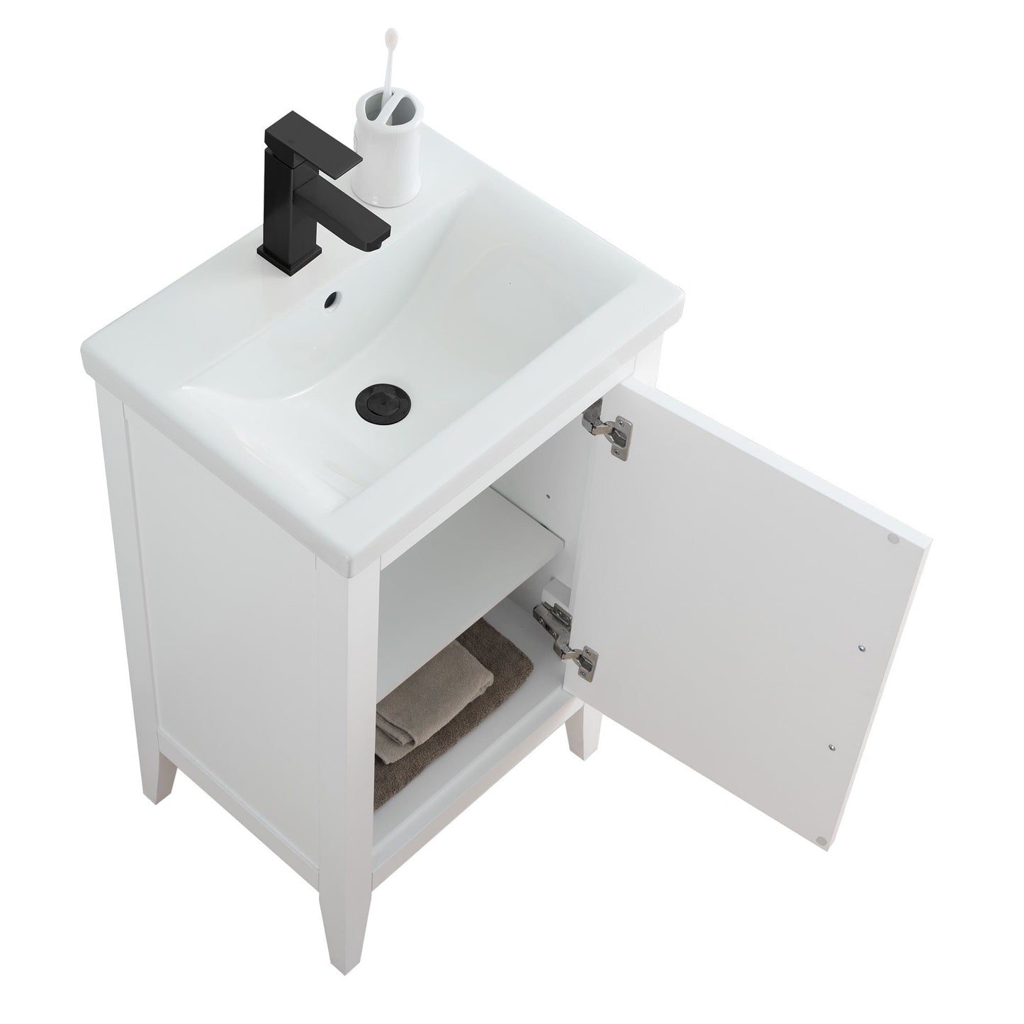 Vanity Art 20 oder 24 oder 30 Badezimmer-Waschtisch mit Einzelwaschbecken und Keramikplatte