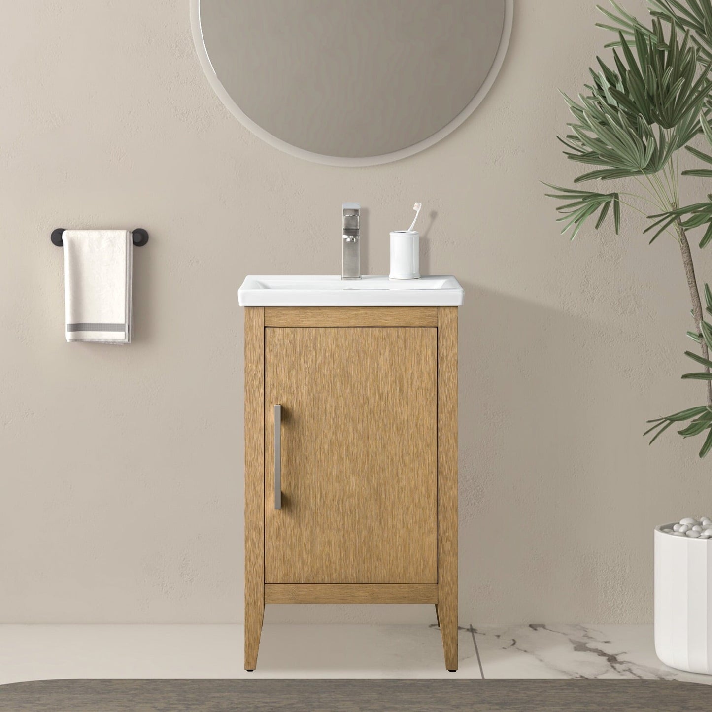 Vanity Art 20 oder 24 oder 30 Badezimmer-Waschtisch mit Einzelwaschbecken und Keramikplatte