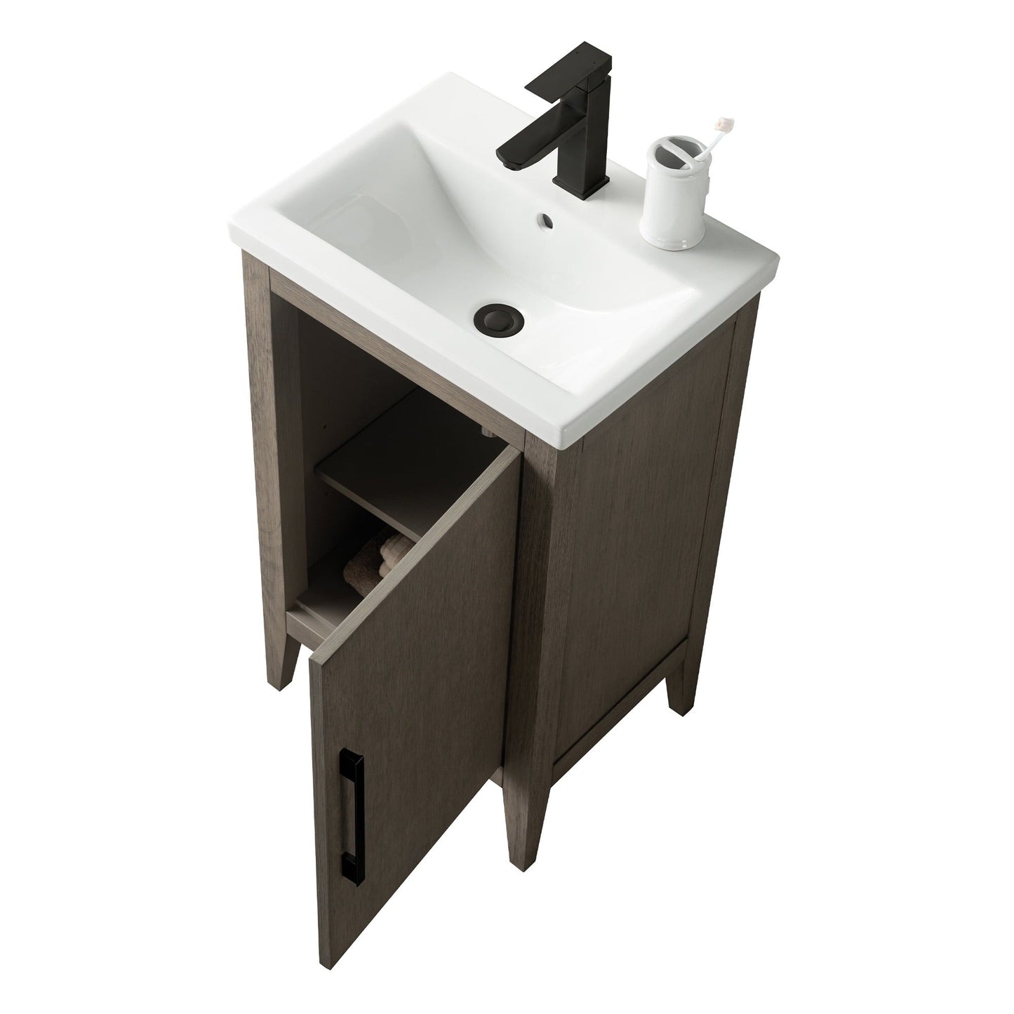 Vanity Art 20 oder 24 oder 30 Badezimmer-Waschtisch mit Einzelwaschbecken und Keramikplatte