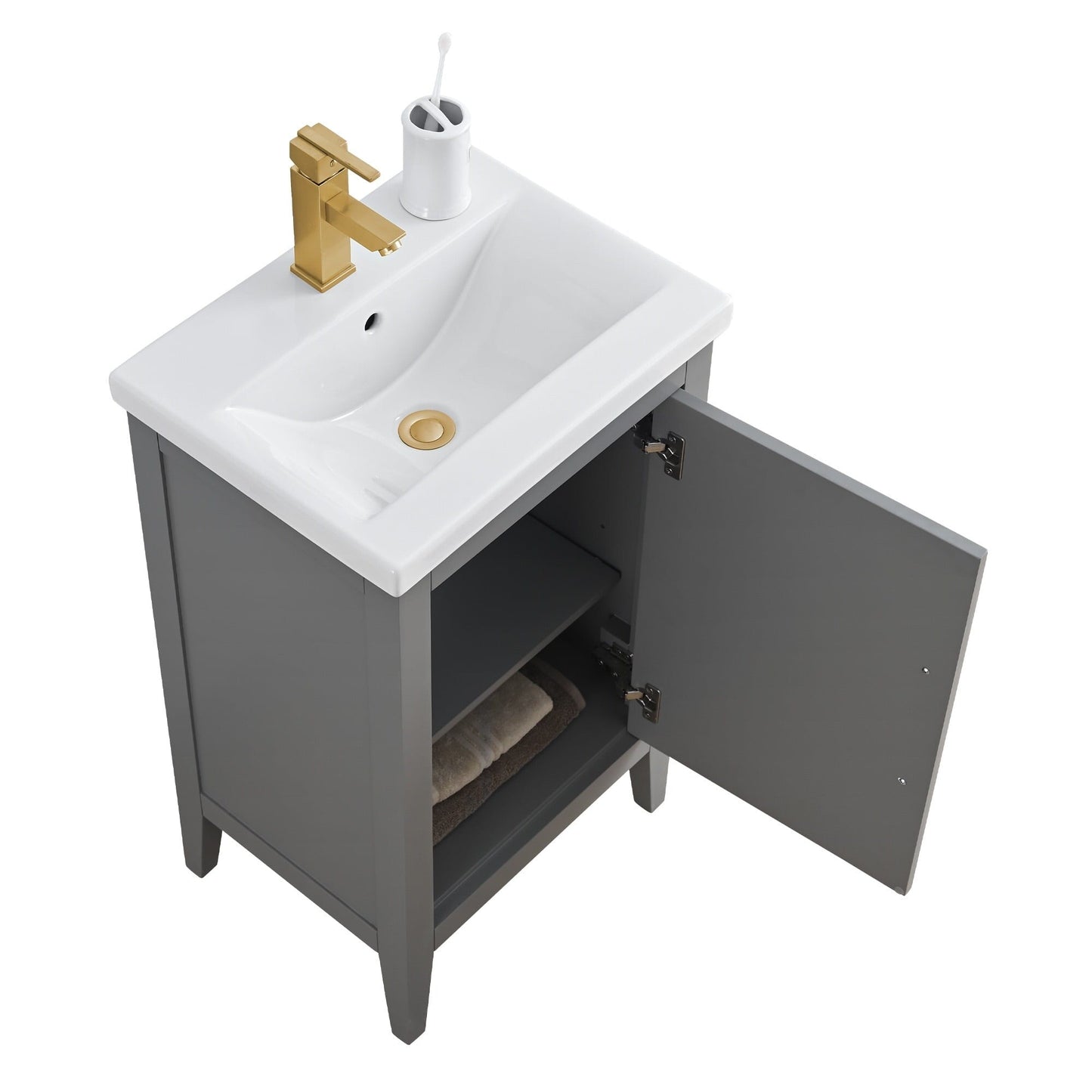 Vanity Art 20 oder 24 oder 30 Badezimmer-Waschtisch mit Einzelwaschbecken und Keramikplatte