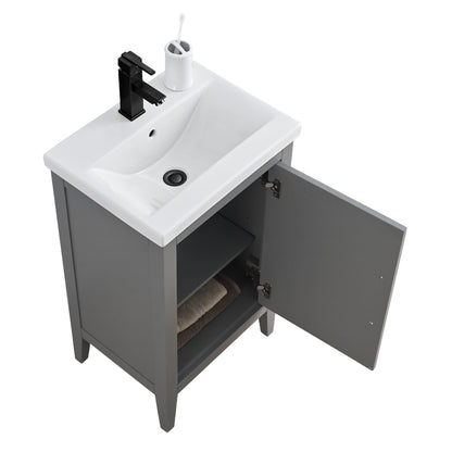 Vanity Art 20 oder 24 oder 30 Badezimmer-Waschtisch mit Einzelwaschbecken und Keramikplatte