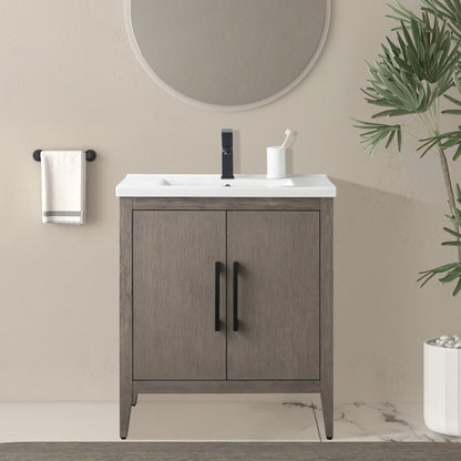 Vanity Art 20 oder 24 oder 30 Badezimmer-Waschtisch mit Einzelwaschbecken und Keramikplatte