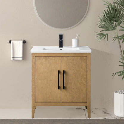 Vanity Art 20 oder 24 oder 30 Badezimmer-Waschtisch mit Einzelwaschbecken und Keramikplatte