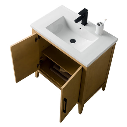 Vanity Art 20 oder 24 oder 30 Badezimmer-Waschtisch mit Einzelwaschbecken und Keramikplatte