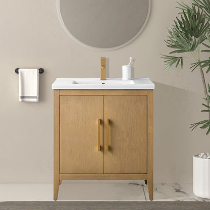 Vanity Art 20 oder 24 oder 30 Badezimmer-Waschtisch mit Einzelwaschbecken und Keramikplatte