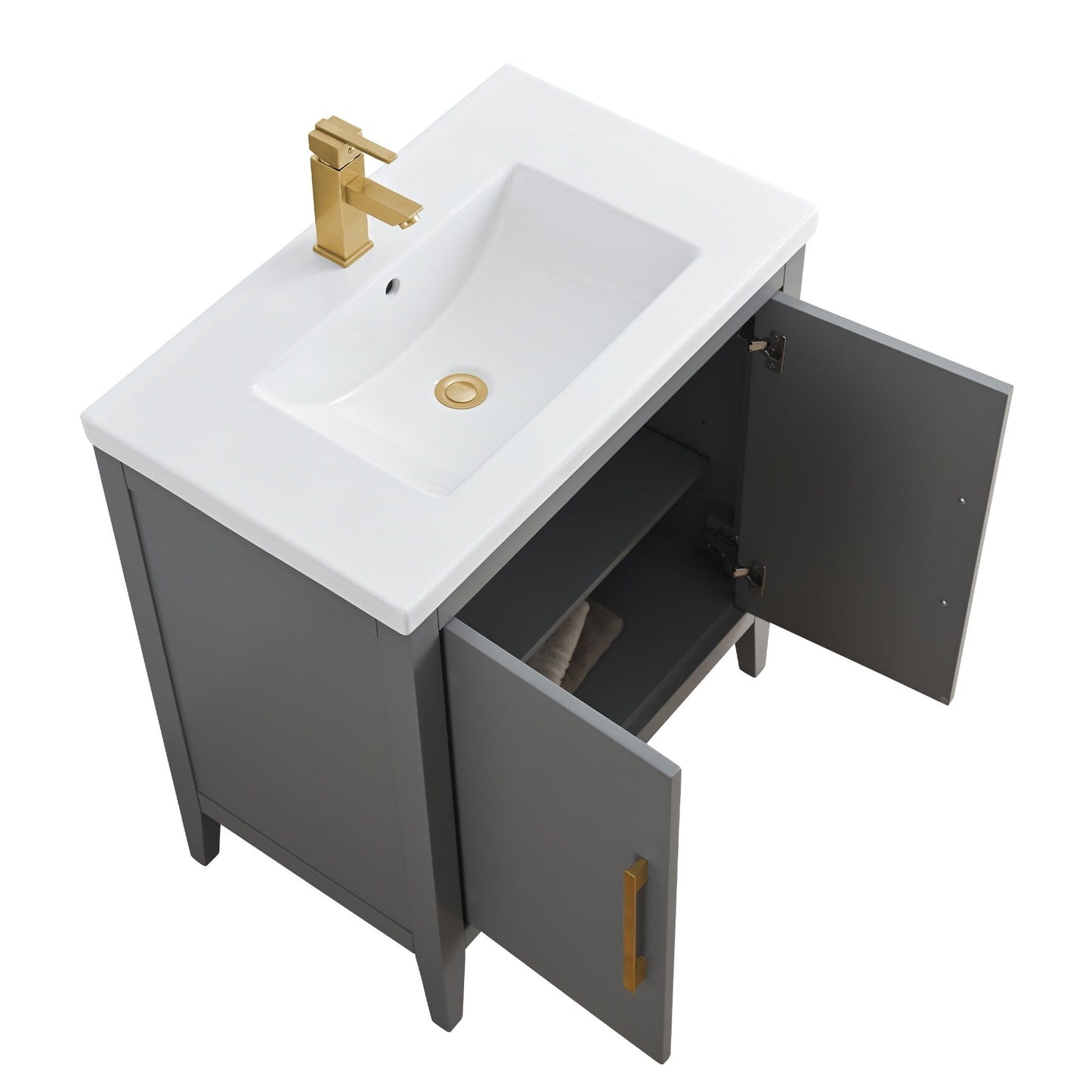 Vanity Art 20 oder 24 oder 30 Badezimmer-Waschtisch mit Einzelwaschbecken und Keramikplatte