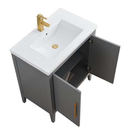 Vanity Art 20 oder 24 oder 30 Badezimmer-Waschtisch mit Einzelwaschbecken und Keramikplatte