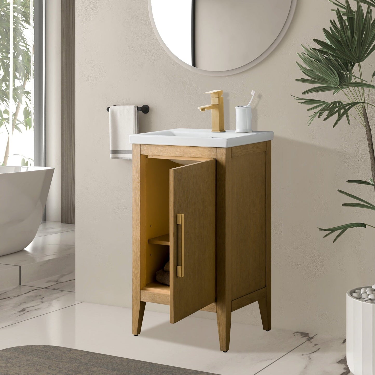 Vanity Art 20 oder 24 oder 30 Badezimmer-Waschtisch mit Einzelwaschbecken und Keramikplatte