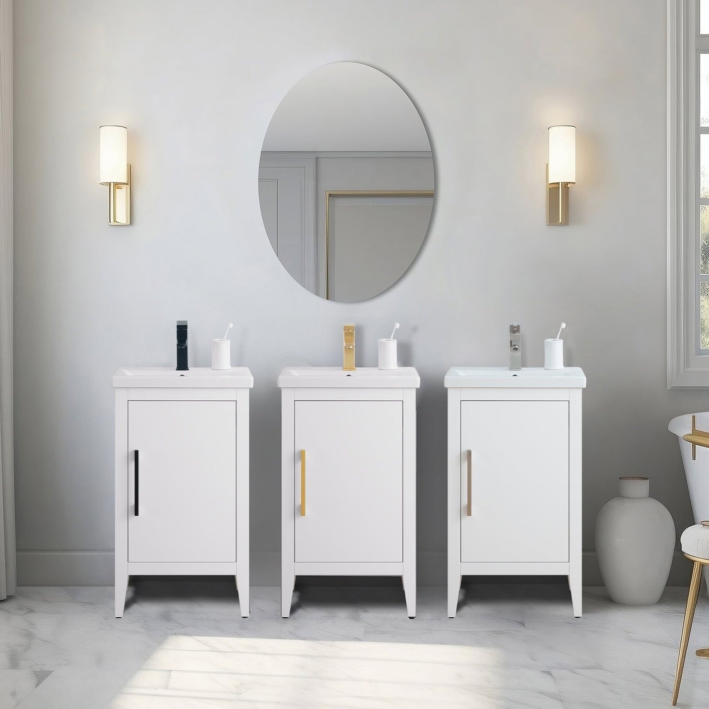 Vanity Art 20 oder 24 oder 30 Badezimmer-Waschtisch mit Einzelwaschbecken und Keramikplatte