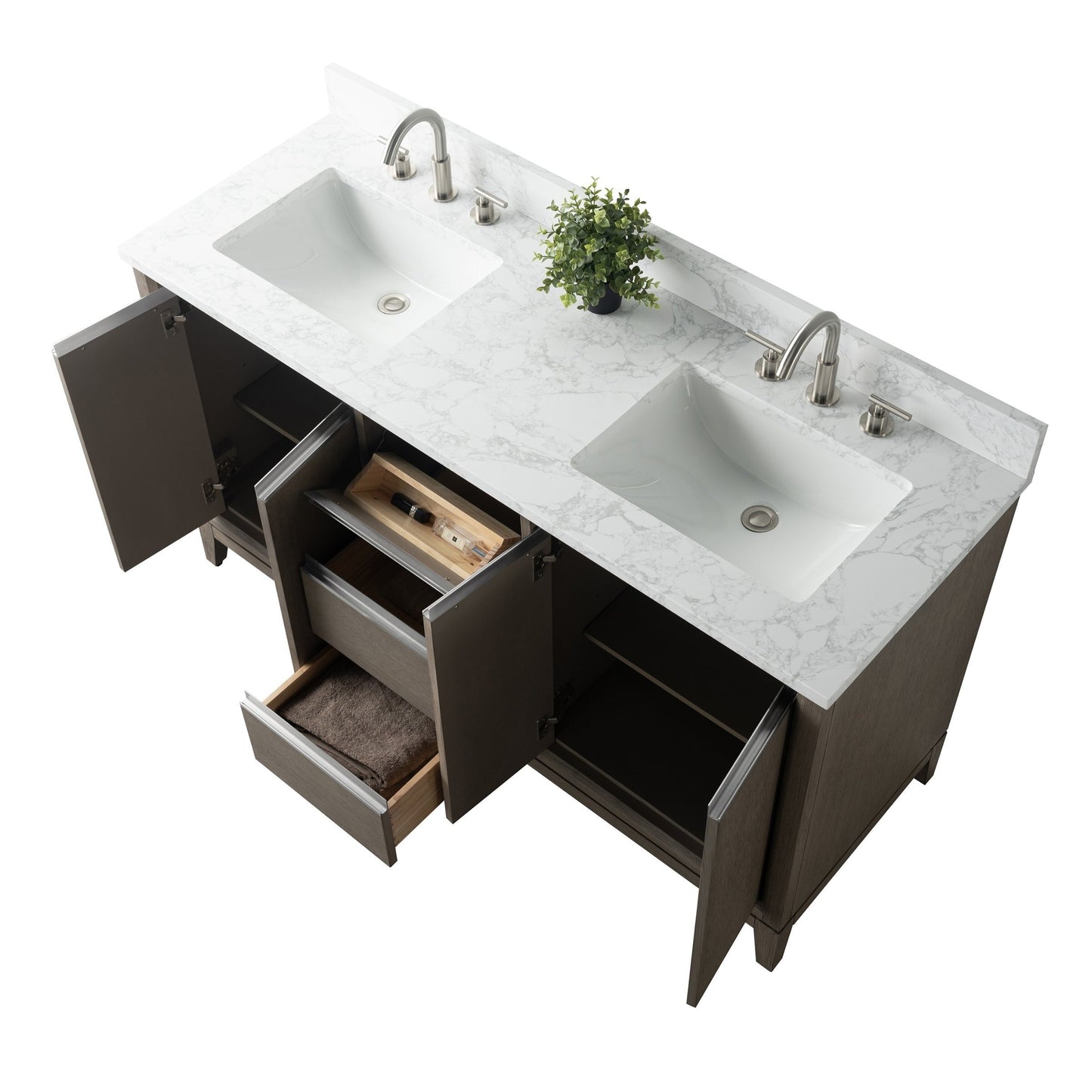 Vanity Art Badezimmerwaschtisch mit Keramikwaschbecken und Marmorplatte