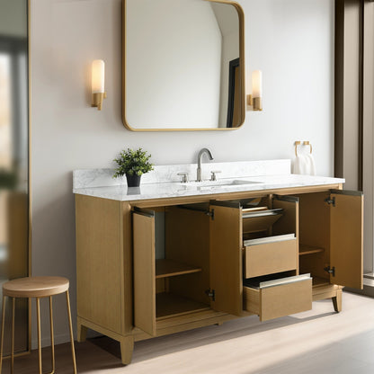 Vanity Art Badezimmerwaschtisch mit Keramikwaschbecken und Marmorplatte