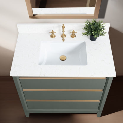 Vanity Art Badezimmerwaschtisch mit Keramikwaschbecken und Marmorplatte