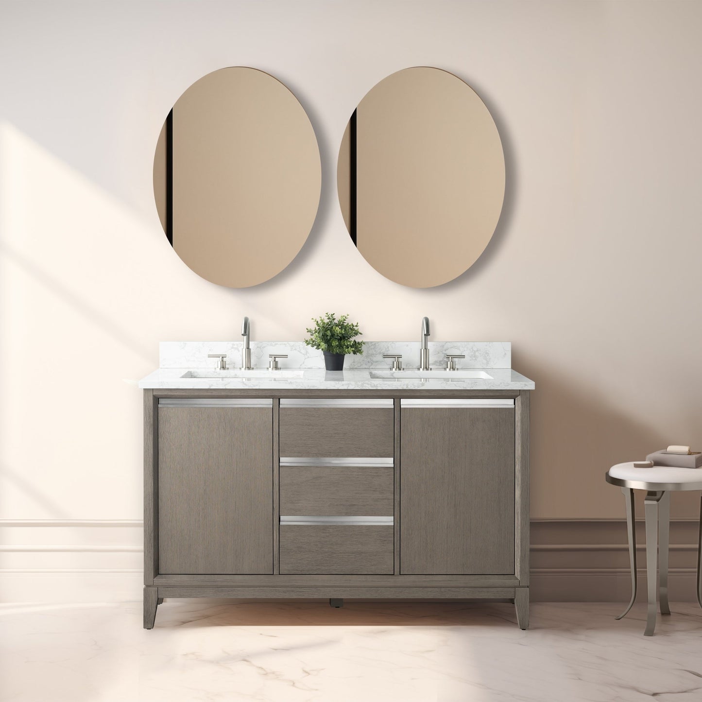 Vanity Art Badezimmerwaschtisch mit Keramikwaschbecken und Marmorplatte