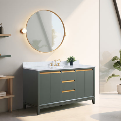 Vanity Art Badezimmerwaschtisch mit Keramikwaschbecken und Marmorplatte
