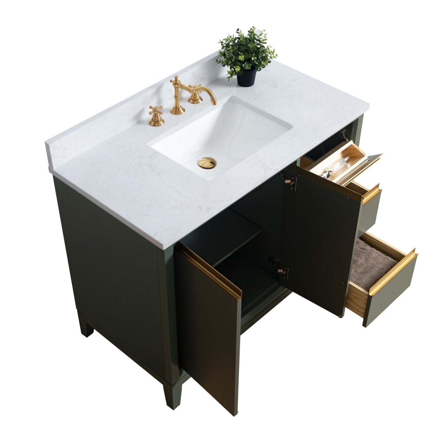 Vanity Art Badezimmerwaschtisch mit Keramikwaschbecken und Marmorplatte