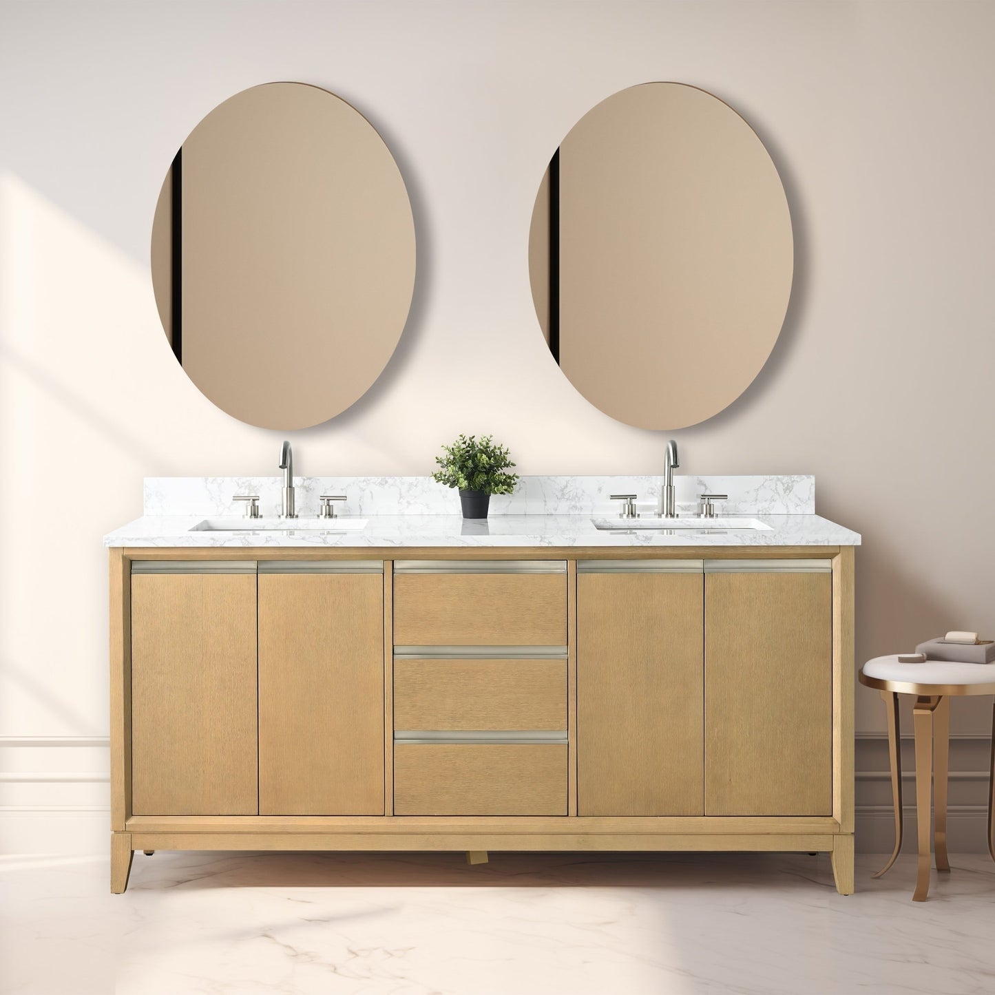 Vanity Art Badezimmerwaschtisch mit Keramikwaschbecken und Marmorplatte