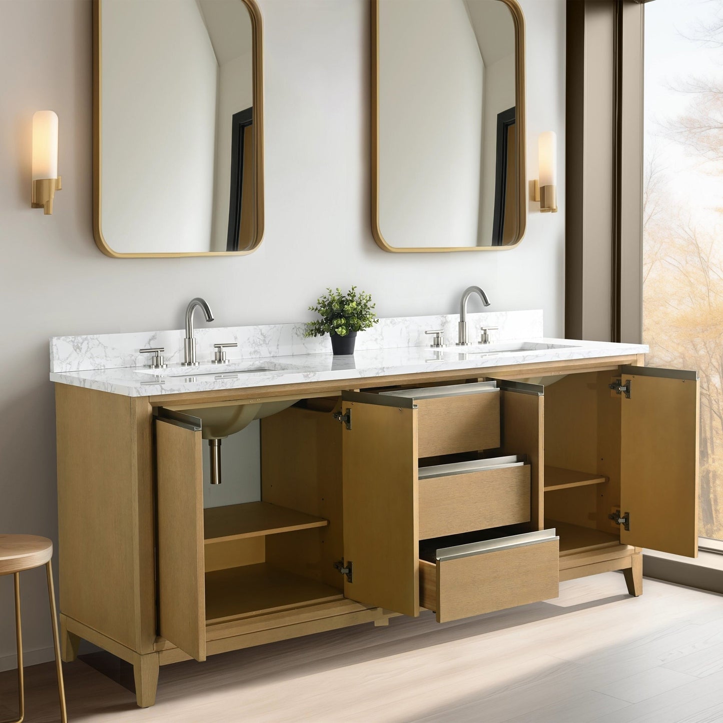 Vanity Art Badezimmerwaschtisch mit Keramikwaschbecken und Marmorplatte