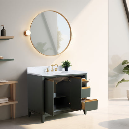 Vanity Art Badezimmerwaschtisch mit Keramikwaschbecken und Marmorplatte