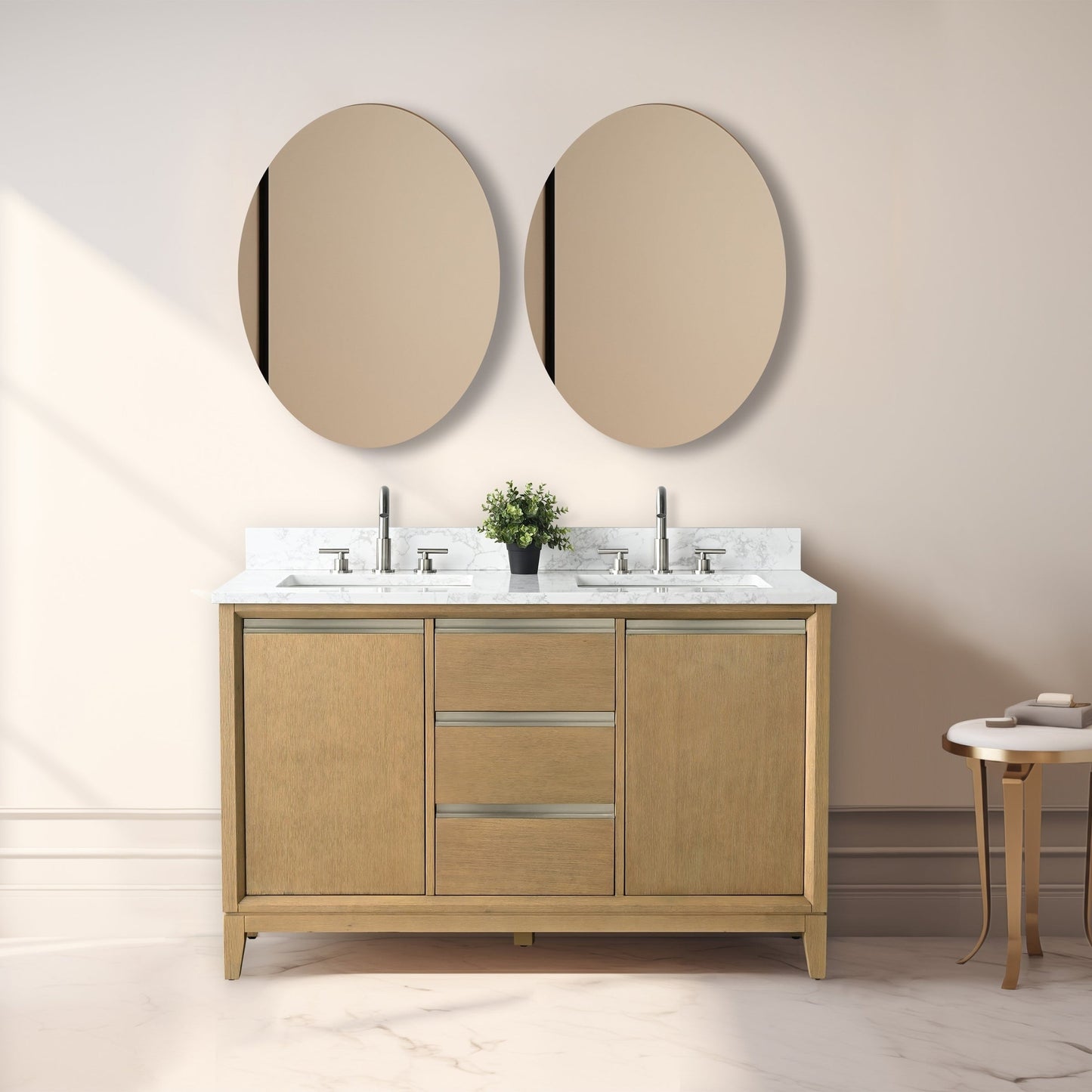 Vanity Art Badezimmerwaschtisch mit Keramikwaschbecken und Marmorplatte