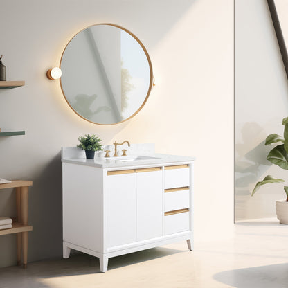 Vanity Art Badezimmerwaschtisch mit Keramikwaschbecken und Marmorplatte