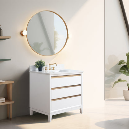 Vanity Art Badezimmerwaschtisch mit Keramikwaschbecken und Marmorplatte