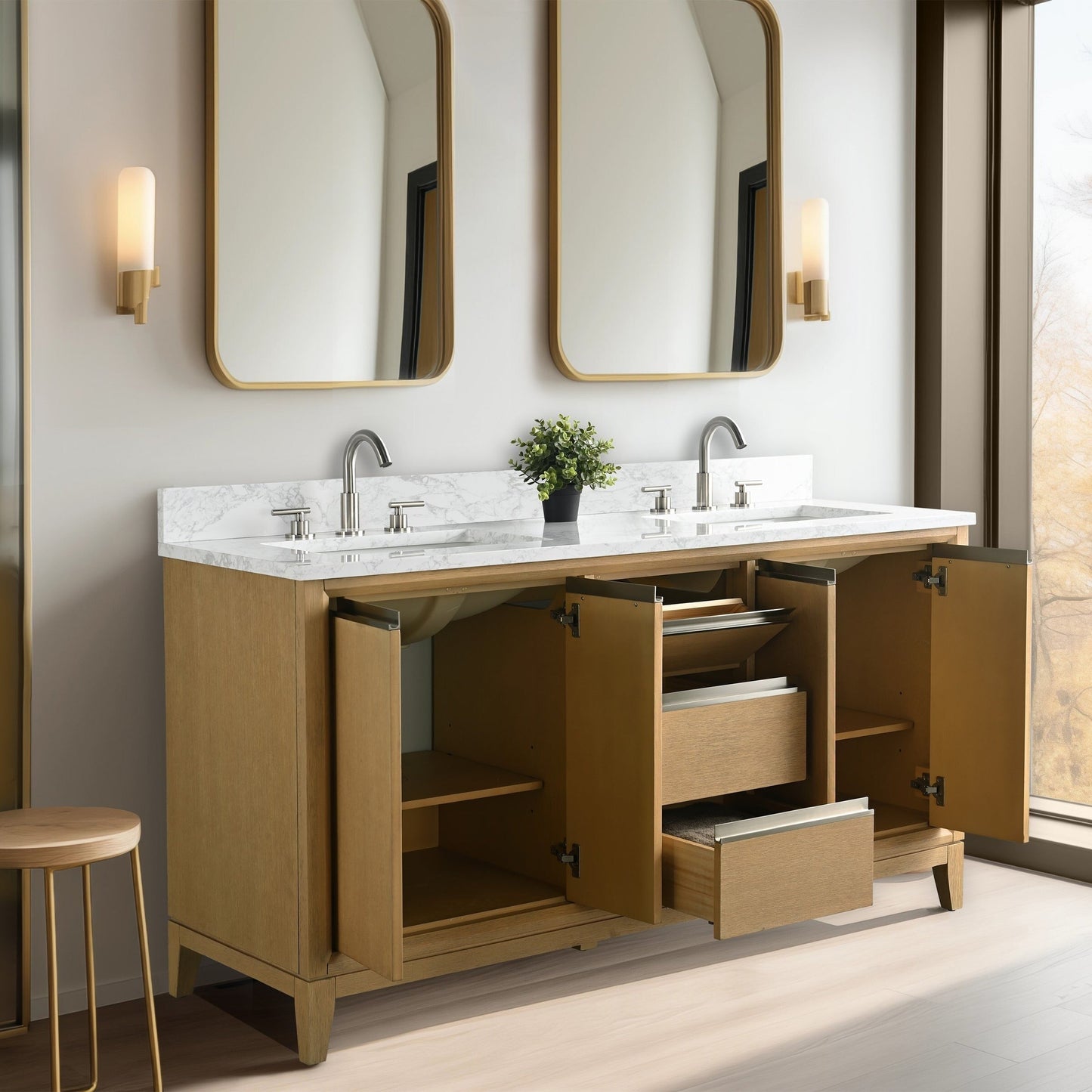 Vanity Art Badezimmerwaschtisch mit Keramikwaschbecken und Marmorplatte