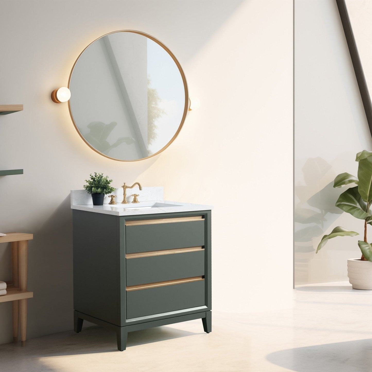 Vanity Art Badezimmerwaschtisch mit Keramikwaschbecken und Marmorplatte