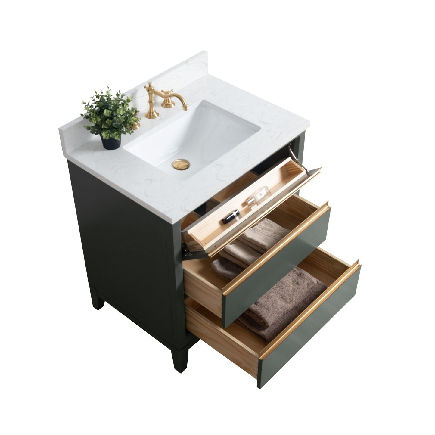 Vanity Art Badezimmerwaschtisch mit Keramikwaschbecken und Marmorplatte