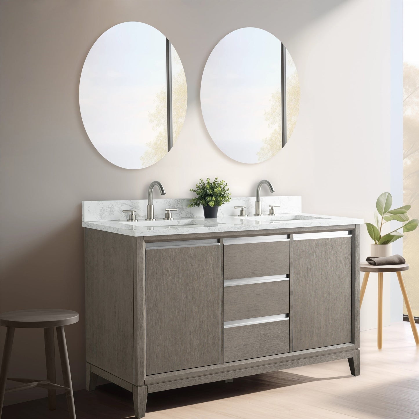 Vanity Art Badezimmerwaschtisch mit Keramikwaschbecken und Marmorplatte