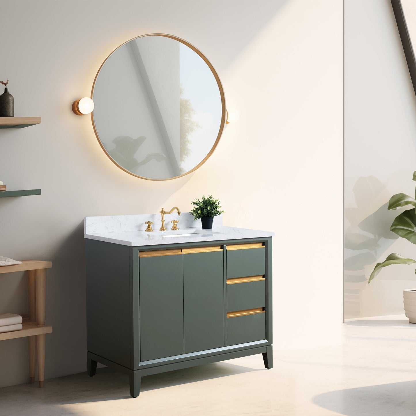 Vanity Art Badezimmerwaschtisch mit Keramikwaschbecken und Marmorplatte