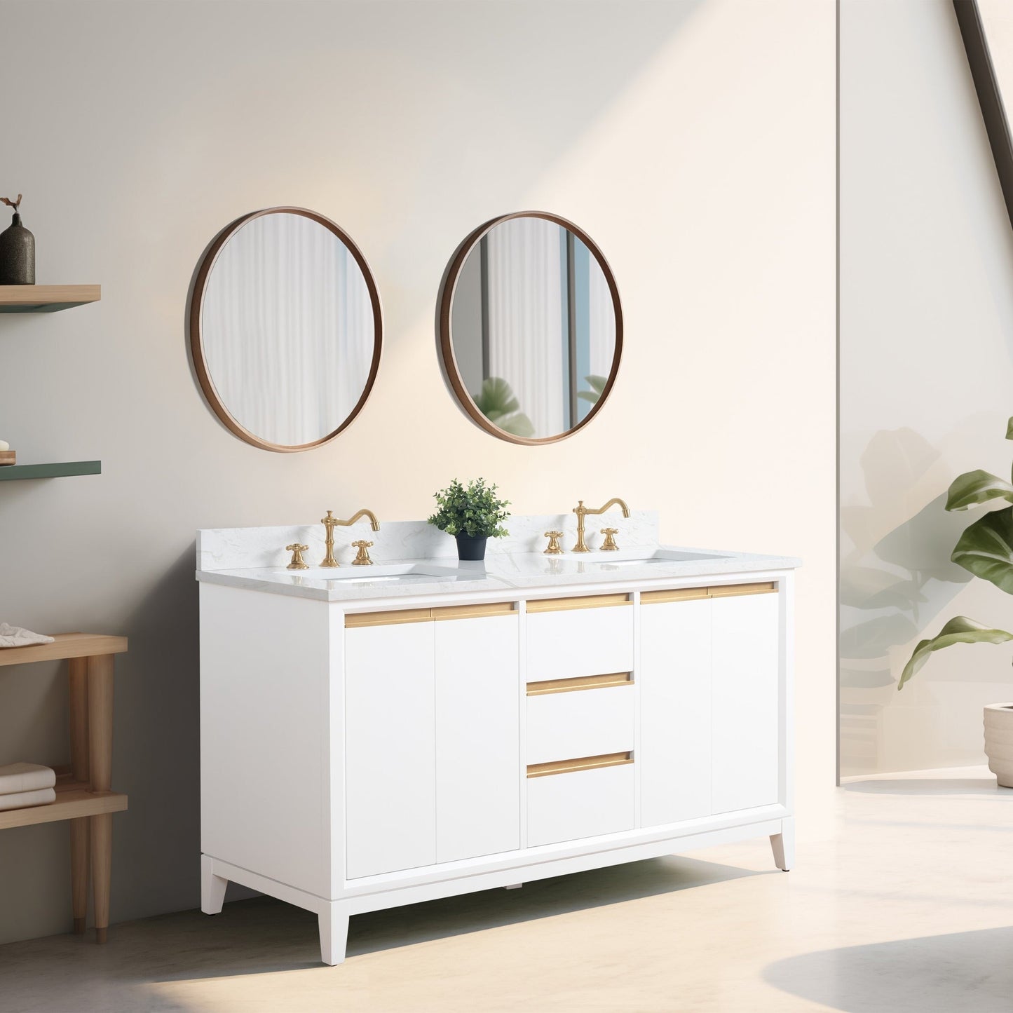 Vanity Art Badezimmerwaschtisch mit Keramikwaschbecken und Marmorplatte