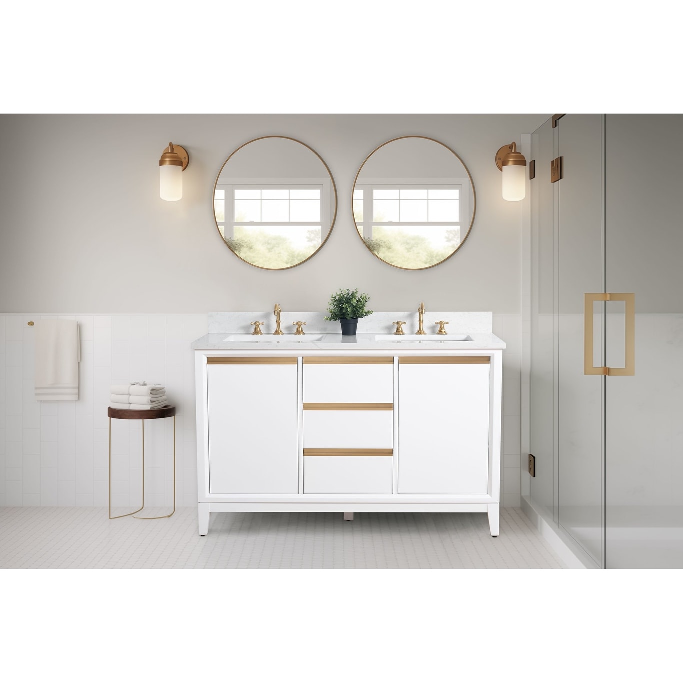 Vanity Art Badezimmerwaschtisch mit Keramikwaschbecken und Marmorplatte