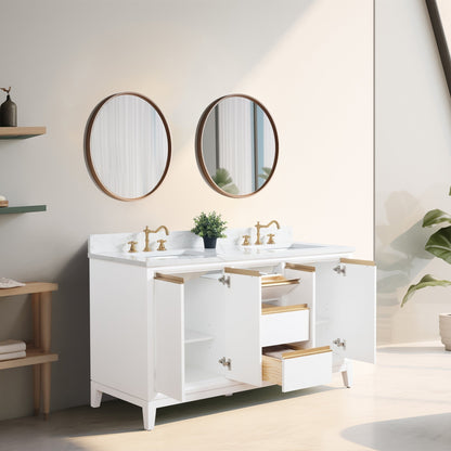 Vanity Art Badezimmerwaschtisch mit Keramikwaschbecken und Marmorplatte
