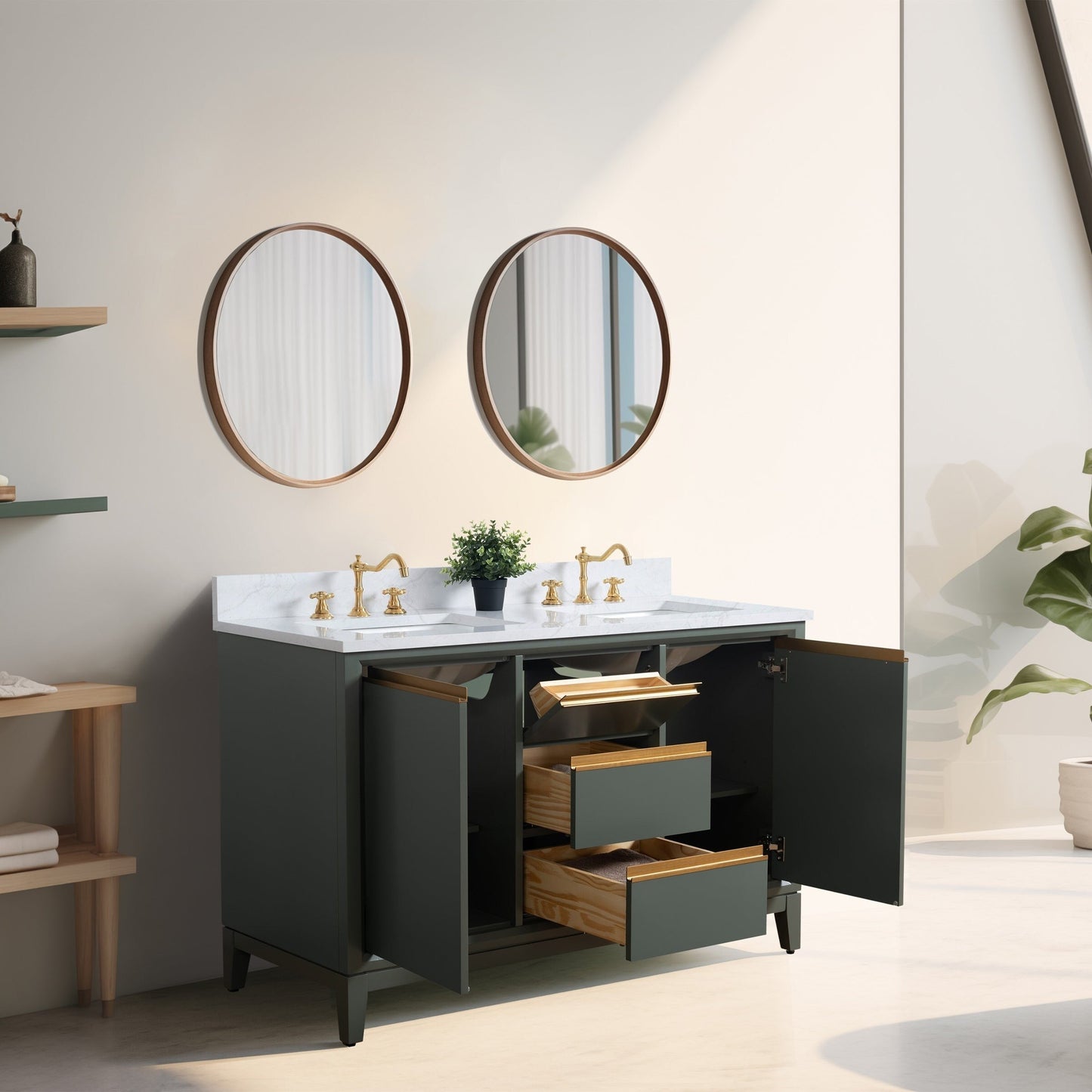 Vanity Art Badezimmerwaschtisch mit Keramikwaschbecken und Marmorplatte