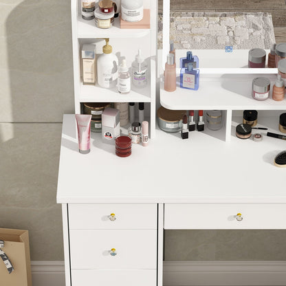 Schminktisch-Set mit Spiegel und Lampe, Schminktisch für Zuhause mit Hocker
