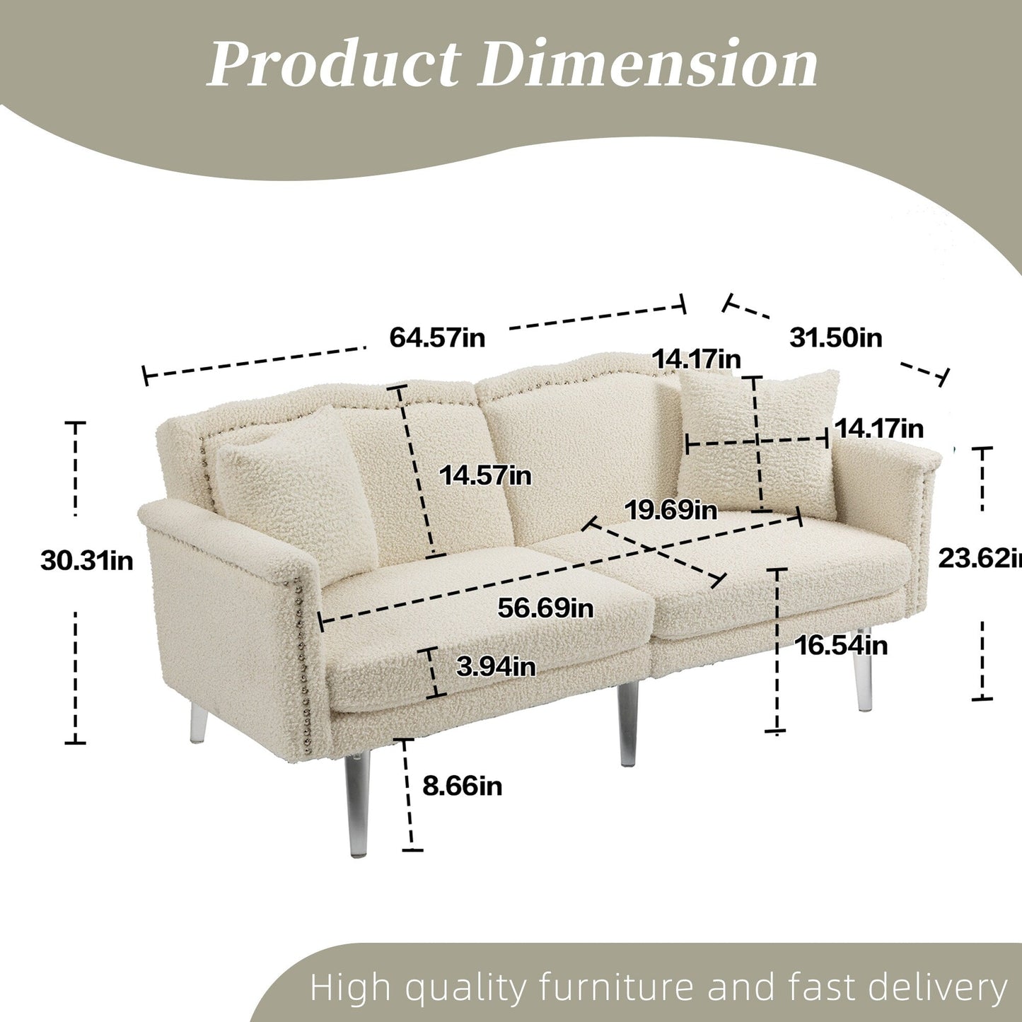 Velvet Upholstered Nailheads Loveseats Sleeper Sofa With Acrylic Feet