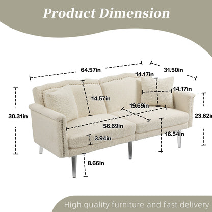 Velvet Upholstered Nailheads Loveseats Sleeper Sofa With Acrylic Feet