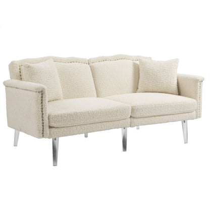 Velvet Upholstered Nailheads Loveseats Sleeper Sofa With Acrylic Feet