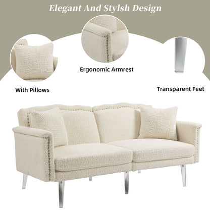 Velvet Upholstered Nailheads Loveseats Sleeper Sofa With Acrylic Feet