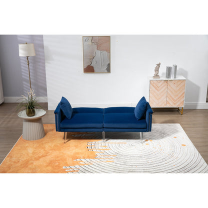 Velvet Upholstered Nailheads Loveseats Sleeper Sofa With Acrylic Feet