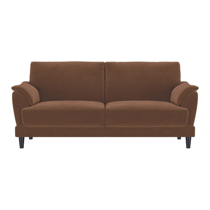 Velvet Upholstered Sofa with Wooden Tapered Legs in Rust