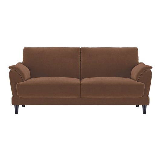 Velvet Upholstered Sofa with Wooden Tapered Legs in Rust
