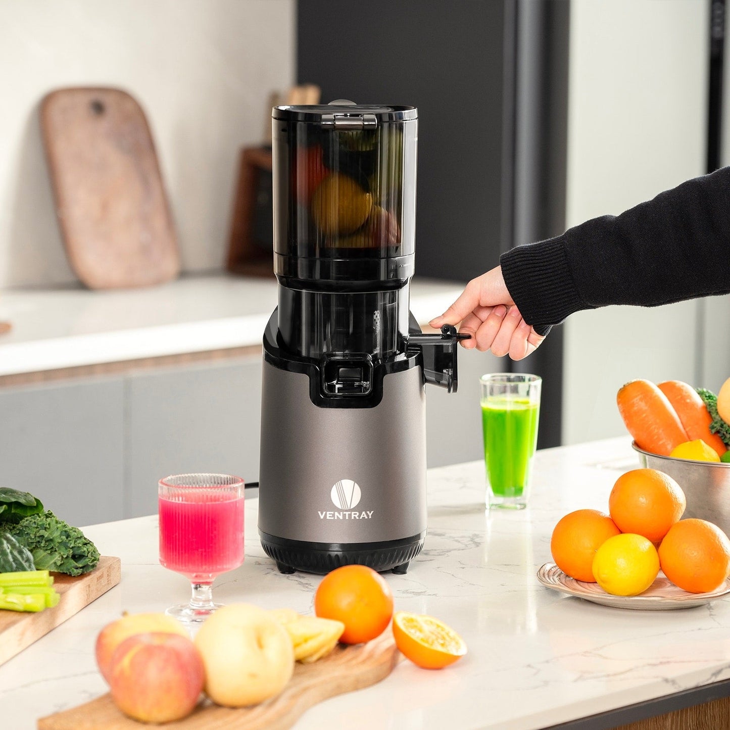 Ventray 900 Slow Masticating Juicer, Kaltpress-Entsafter mit 5,1 extra großem, breitem Einfüllschacht