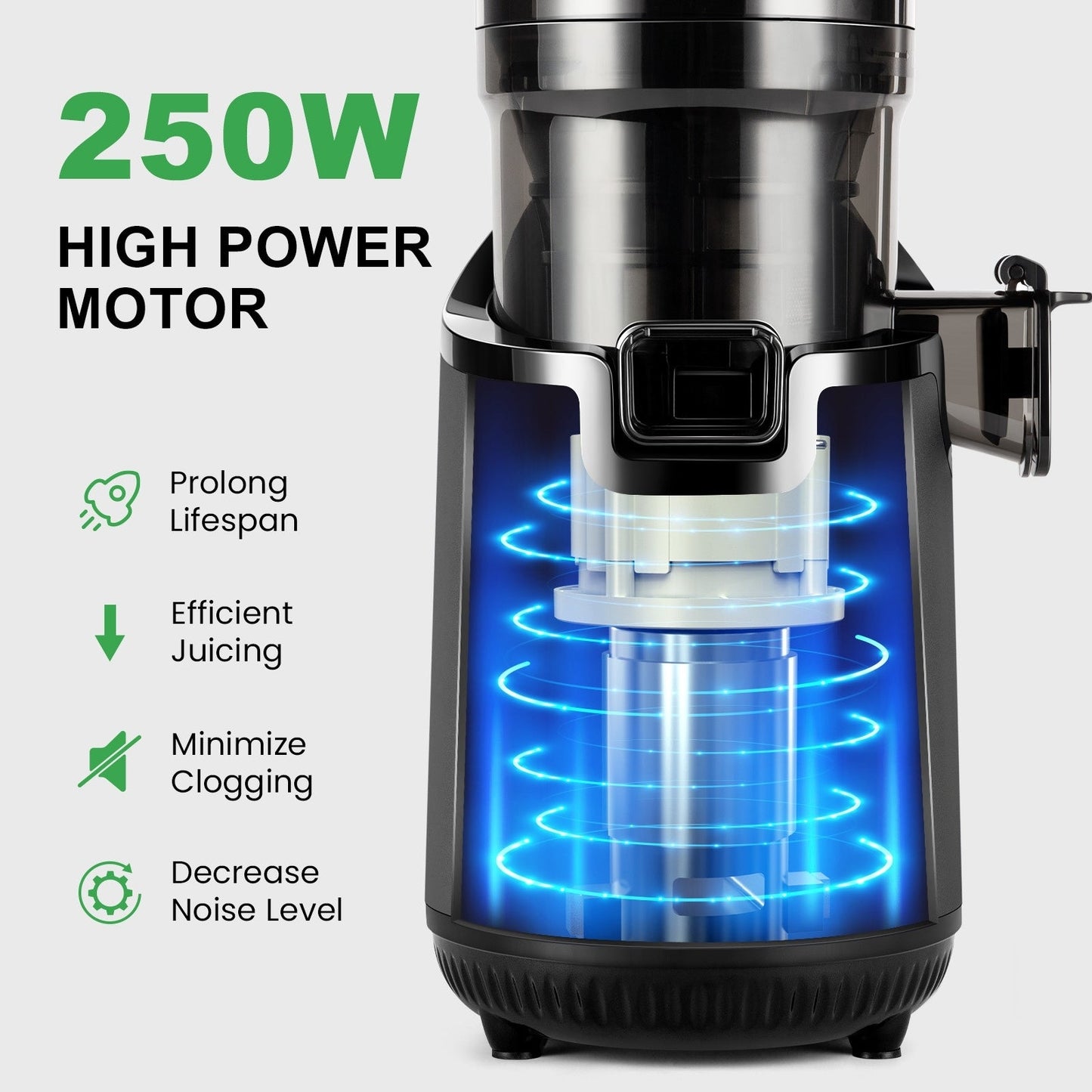 Ventray 900 Slow Masticating Juicer, Kaltpress-Entsafter mit 5,1 extra großem, breitem Einfüllschacht