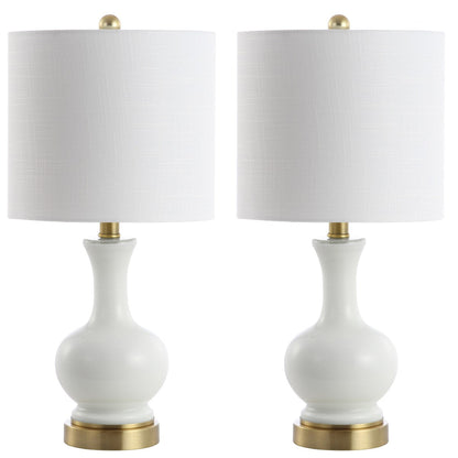 Vermont 22 Glas/Metall LED-Tischleuchte, Weiß (2er-Set) von JONATHAN Y